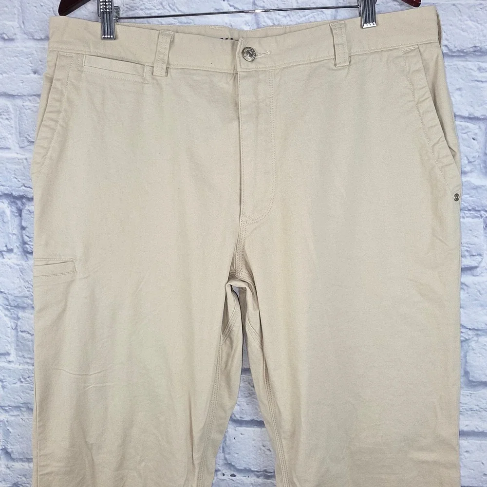 Duluth Trading Co Flex Ballroom Khakis Mens Trim Fit Tan Chino Pants Sz 36X31
